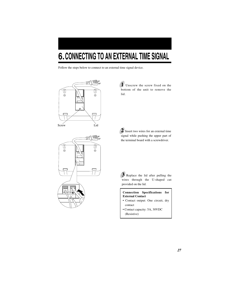 Connecting to an external time signal | Quartz SIMPLEX 500 User Manual | Page 29 / 34