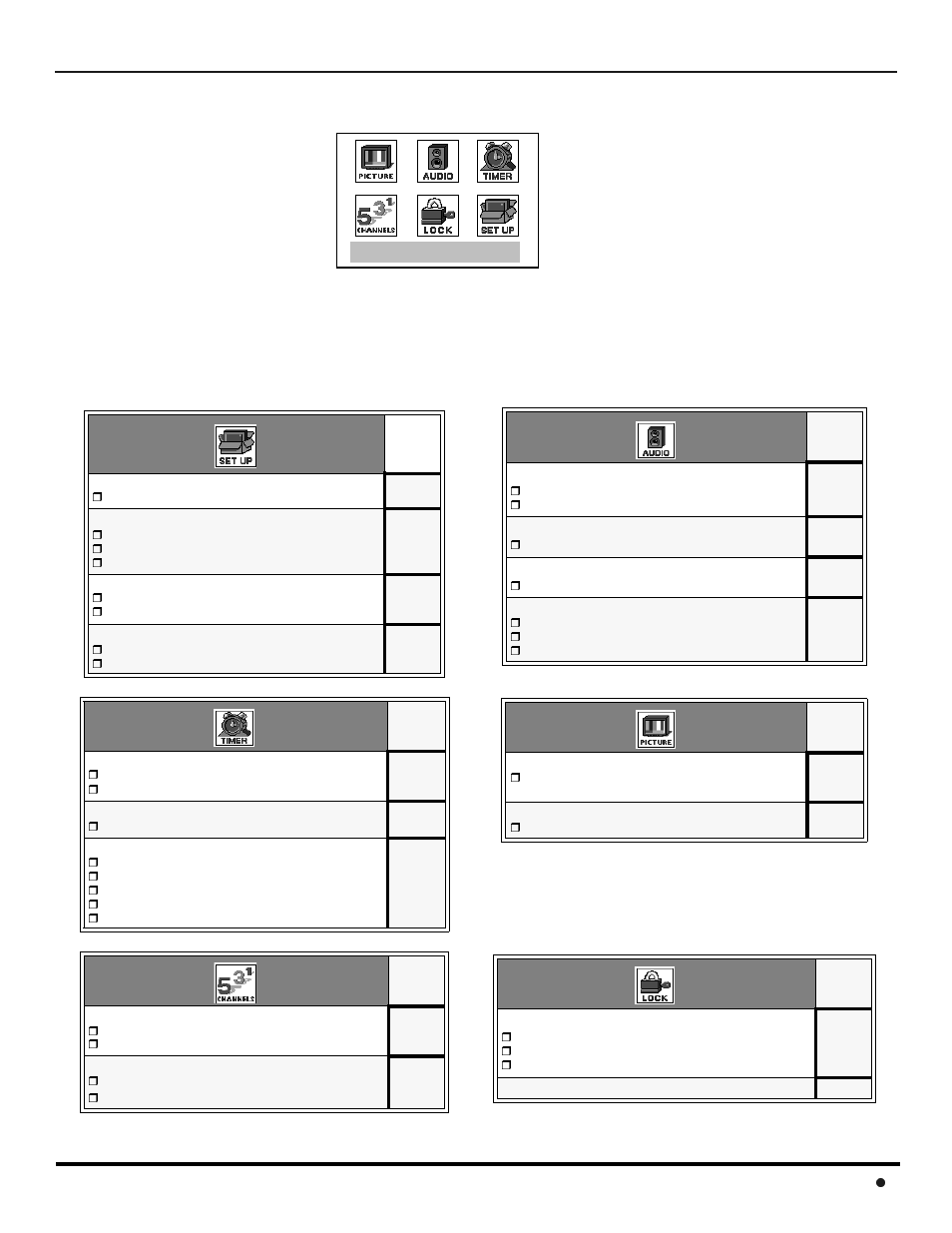 Main menu icons, Icon menus, Exit | QUASAR SP-3235 User Manual | Page 17 / 72