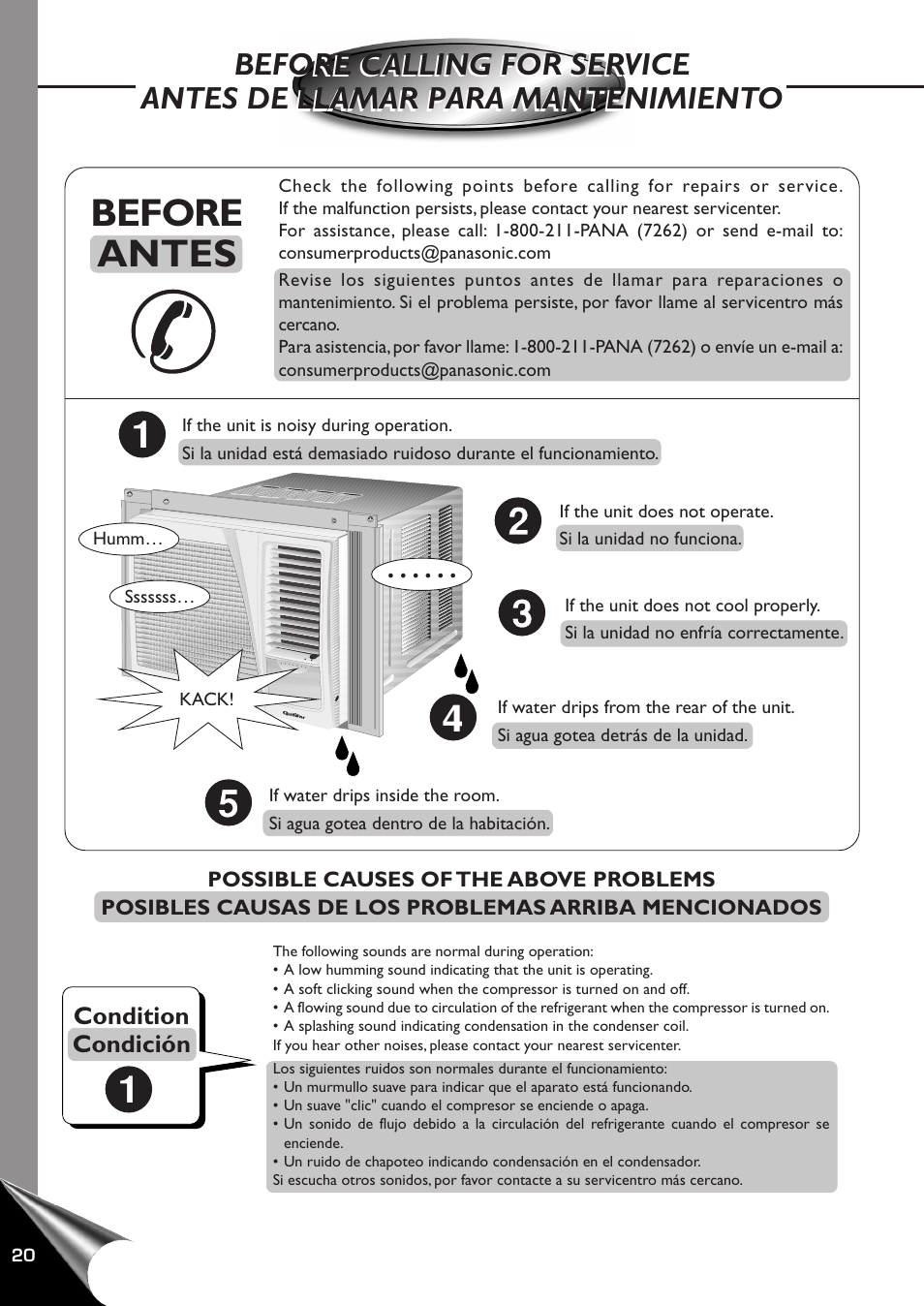 Before calling for service, Antes de llamar para mantenimiento, Before antes | QUASAR HQ-2121RH User Manual | Page 22 / 24