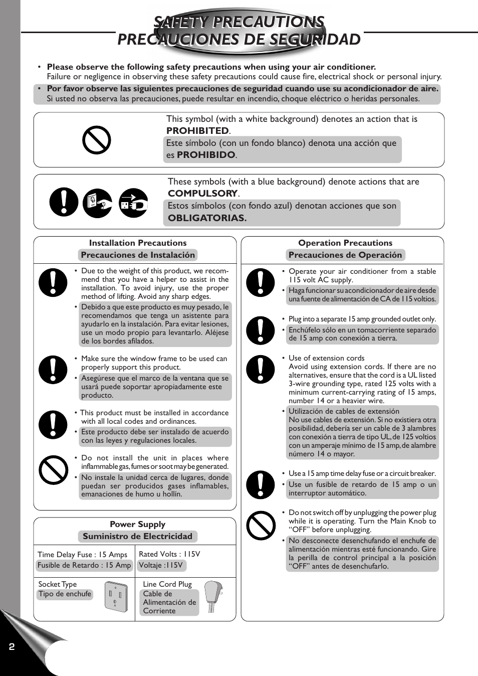 Safety precautions, Precauciones de seguridad | QUASAR HQ-2121RH User Manual | Page 4 / 24