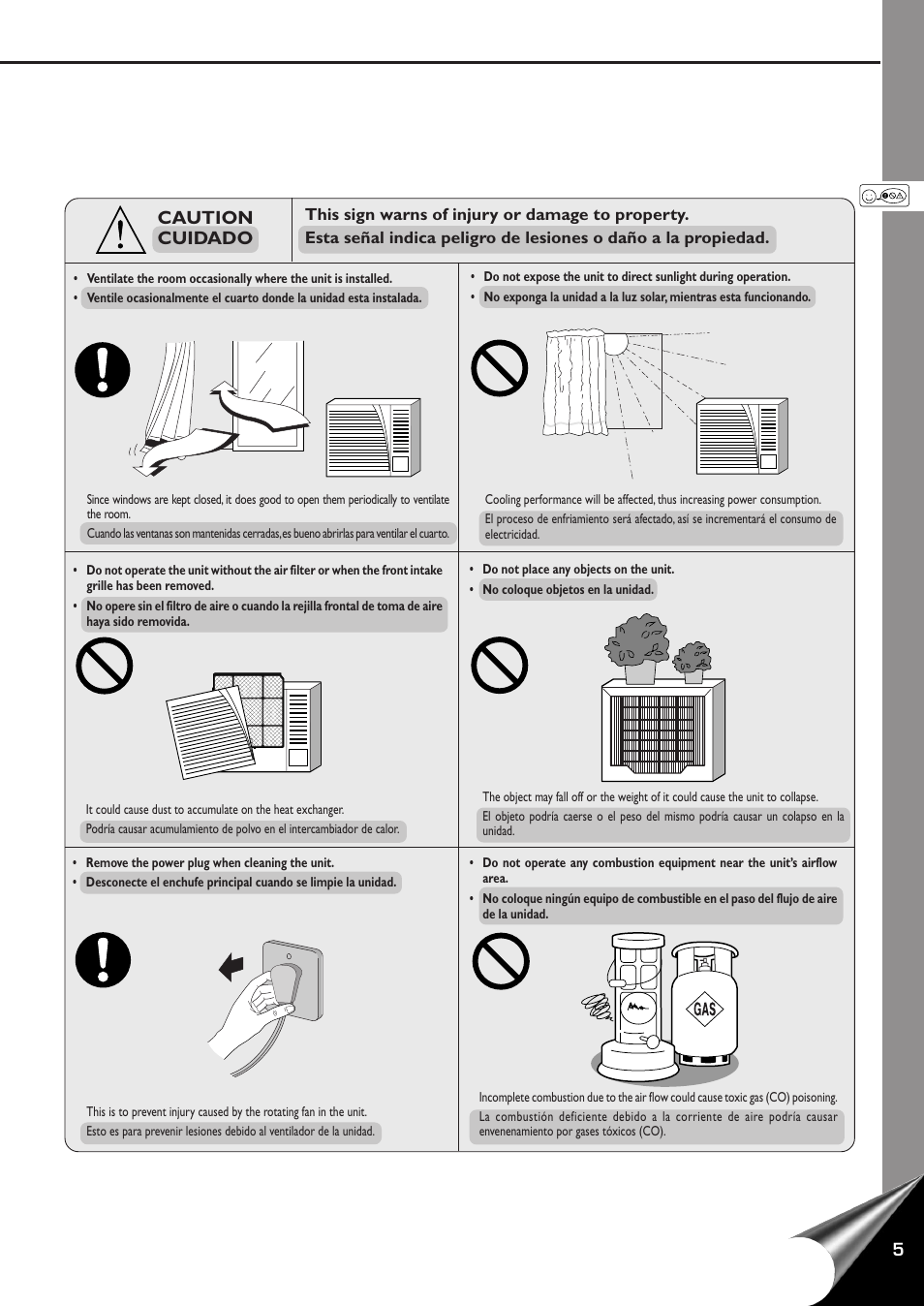 Caution cuidado | QUASAR HQ-2121RH User Manual | Page 7 / 24