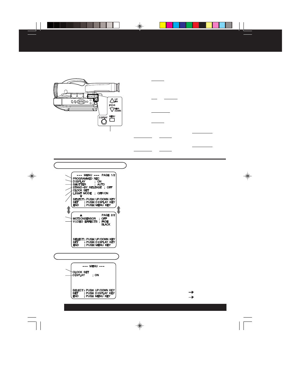 Using menu mode | QUASAR Palmcorder VM-L152 User Manual | Page 12 / 40