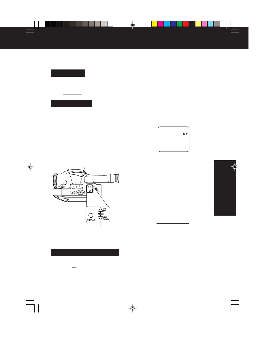 Focus (auto/manual focus), Focus | QUASAR Palmcorder VM-L152 User Manual | Page 23 / 40