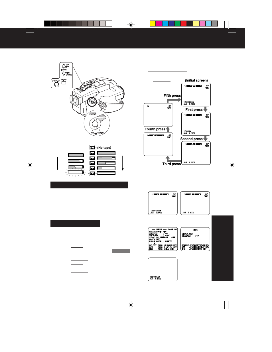 For your information, Viewfinder/lcd monitor indications | QUASAR Palmcorder VM-L152 User Manual | Page 29 / 40