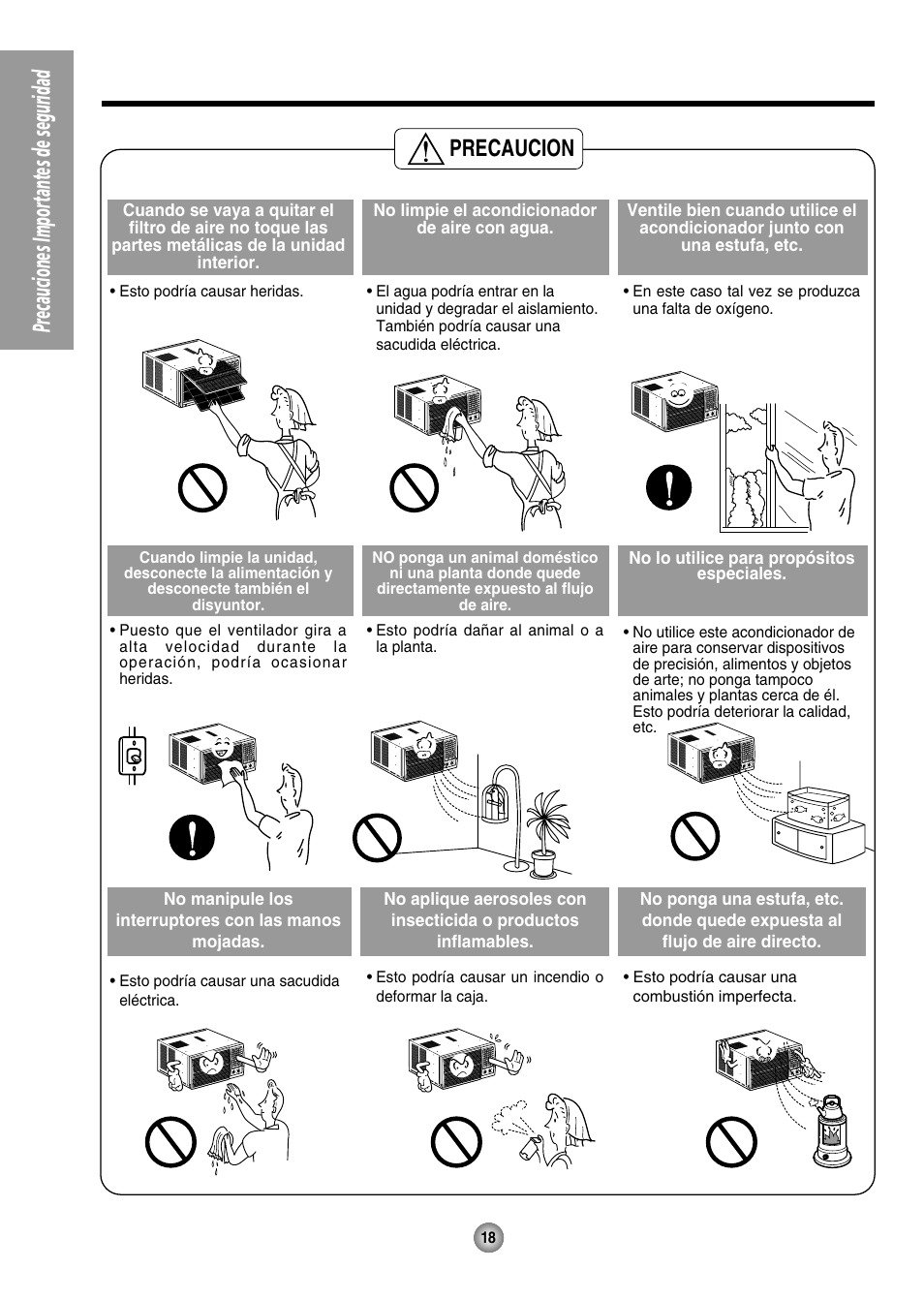 Precauciones importantes de seguridad, Precaucion | QUASAR HQ-2244UH User Manual | Page 18 / 32