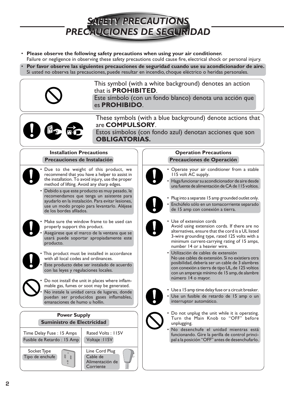Safety precautions, Precauciones de seguridad | QUASAR HQ-2081SH User Manual | Page 2 / 20