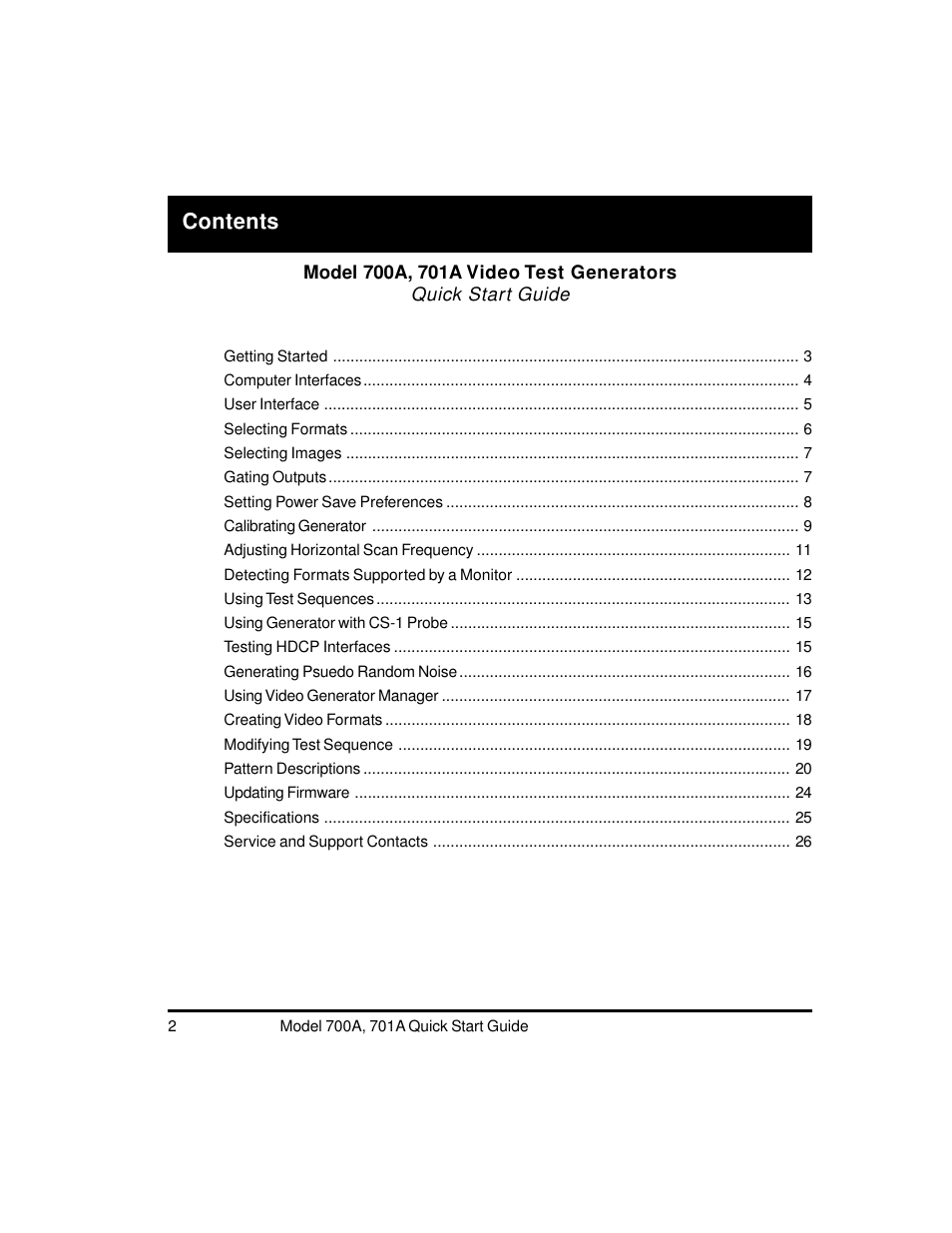 Quantum Data 700A User Manual | Page 2 / 27