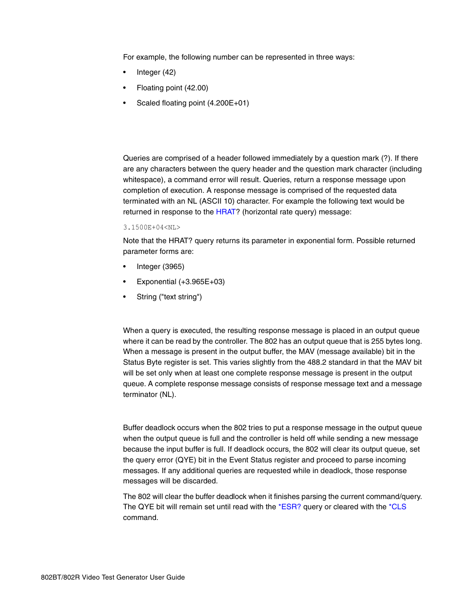 Queries, Output queue, Buffer deadlock | Quantum Data 802BT User Manual | Page 111 / 744