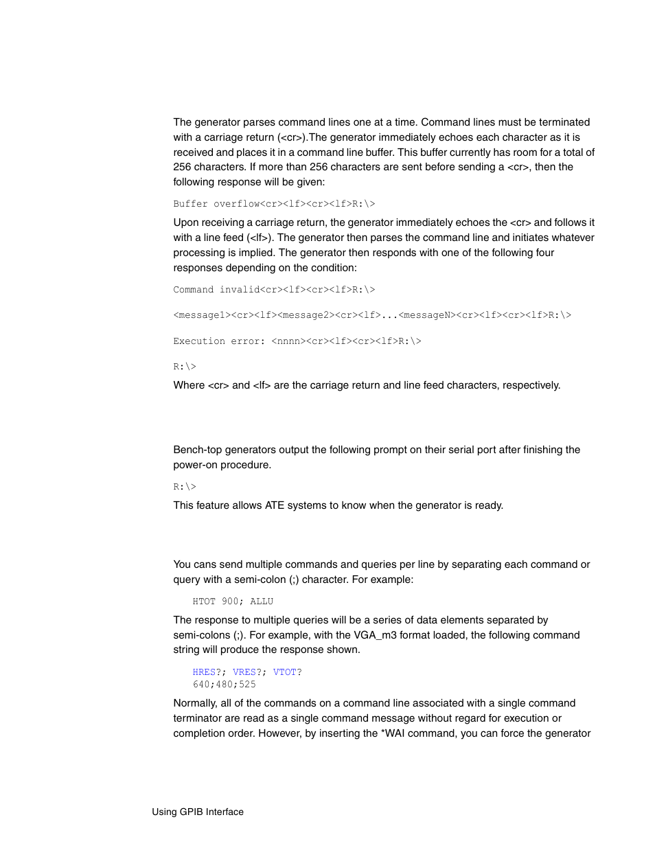 Sending commands and queries, Sending multiple commands and queries per line | Quantum Data 802BT User Manual | Page 112 / 744