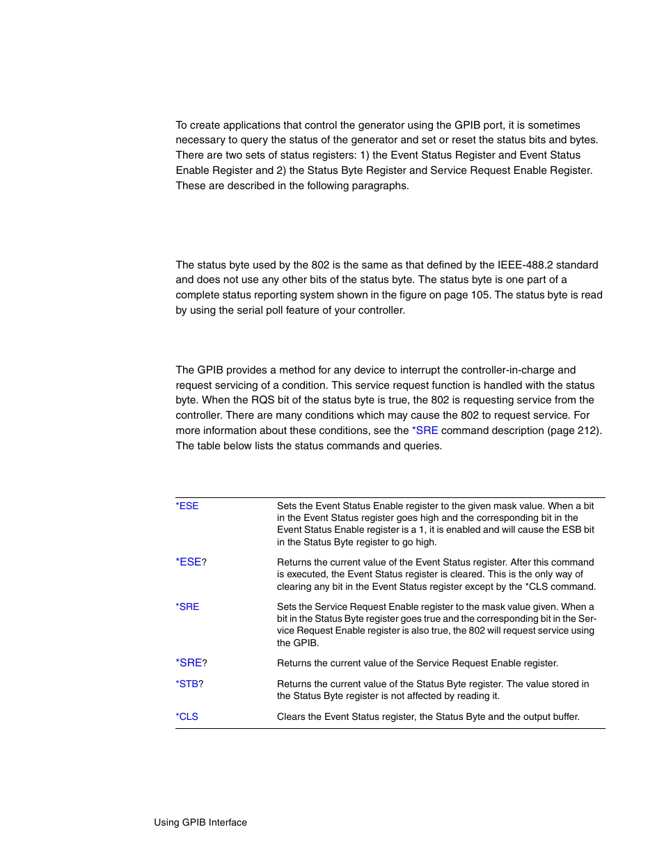 Status queries and control, Status byte, Requesting service | Quantum Data 802BT User Manual | Page 114 / 744