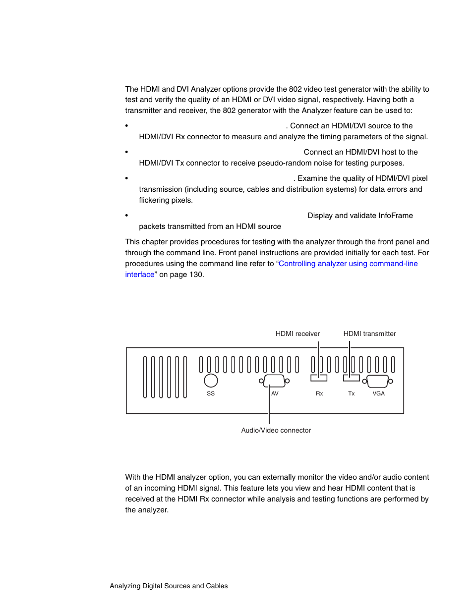 Getting started, Hdmi analyzer connections, Monitoring hdmi analyzer signal input | Quantum Data 802BT User Manual | Page 120 / 744