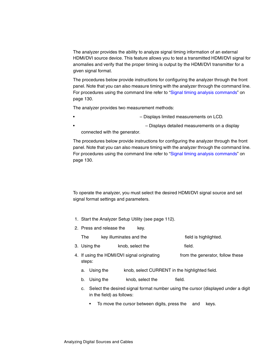 Measuring timing of video signal, Setting up analyzer to measure timing | Quantum Data 802BT User Manual | Page 124 / 744