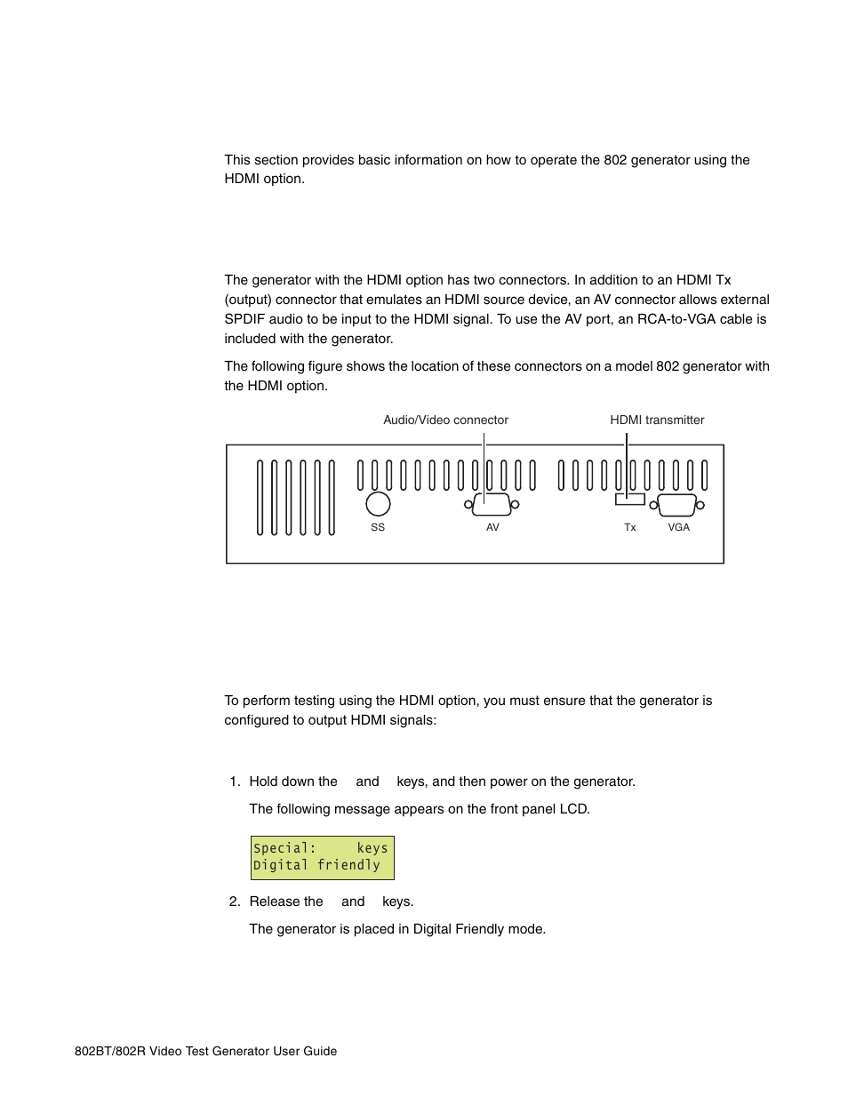 Getting started, Hdmi connections, Setting up the generator for hdmi operation | Setting up the generator for, Hdmi operation | Quantum Data 802BT User Manual | Page 157 / 744