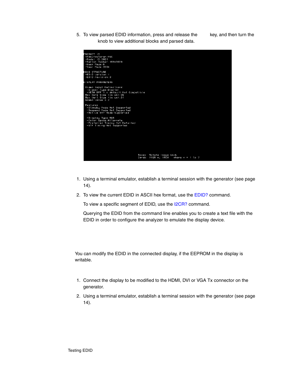 Writing edid data to a display | Quantum Data 802BT User Manual | Page 182 / 744