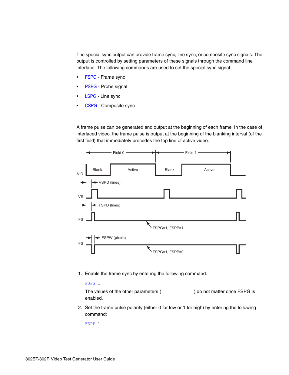 Configuring special sync for fs, ls or cs | Quantum Data 802BT User Manual | Page 211 / 744