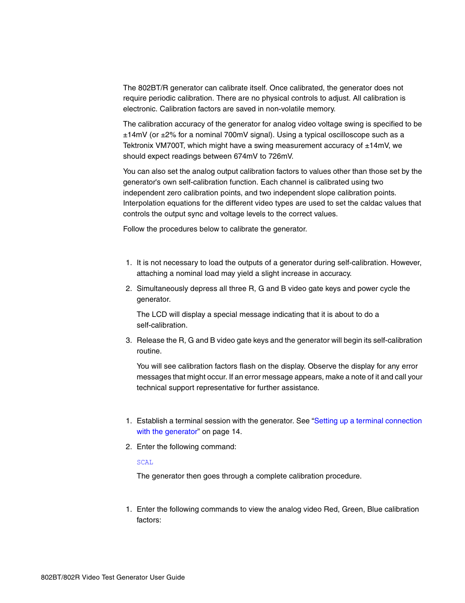 Calibrating the generator | Quantum Data 802BT User Manual | Page 57 / 744