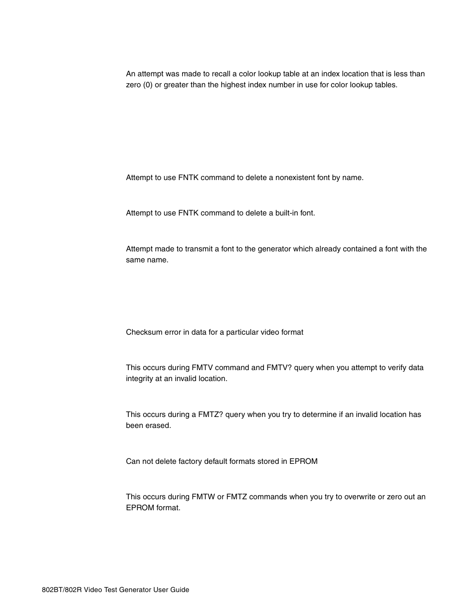 8000-8999 font errors, 9000-9999 system errors | Quantum Data 802BT User Manual | Page 737 / 744