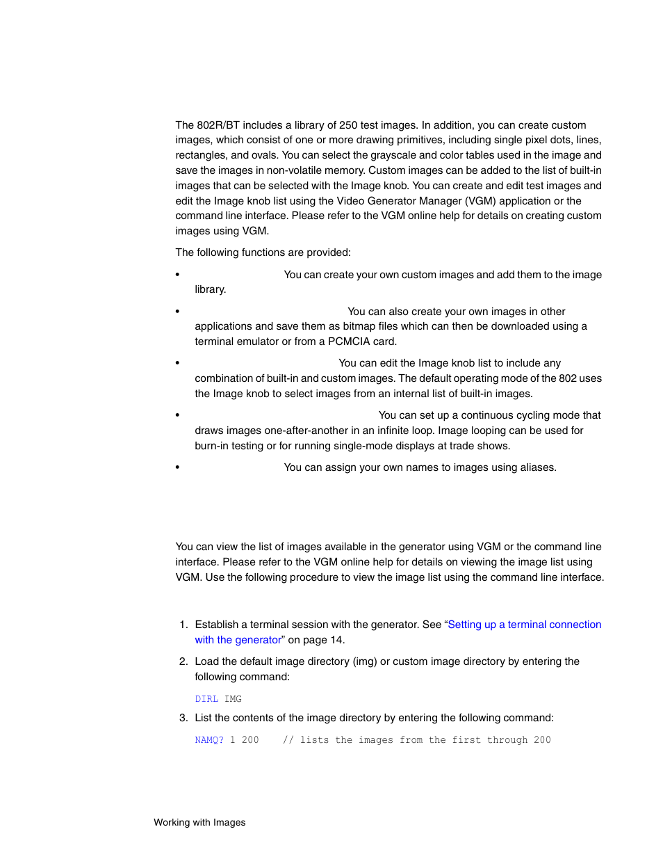 Overview, Viewing the image list | Quantum Data 802BT User Manual | Page 84 / 744