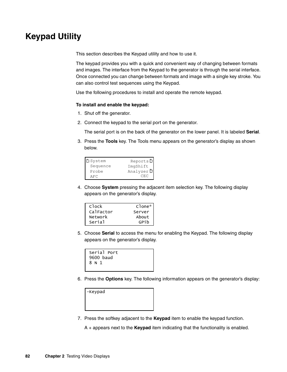 Keypad utility | Quantum Data 881 User Manual | Page 100 / 1268