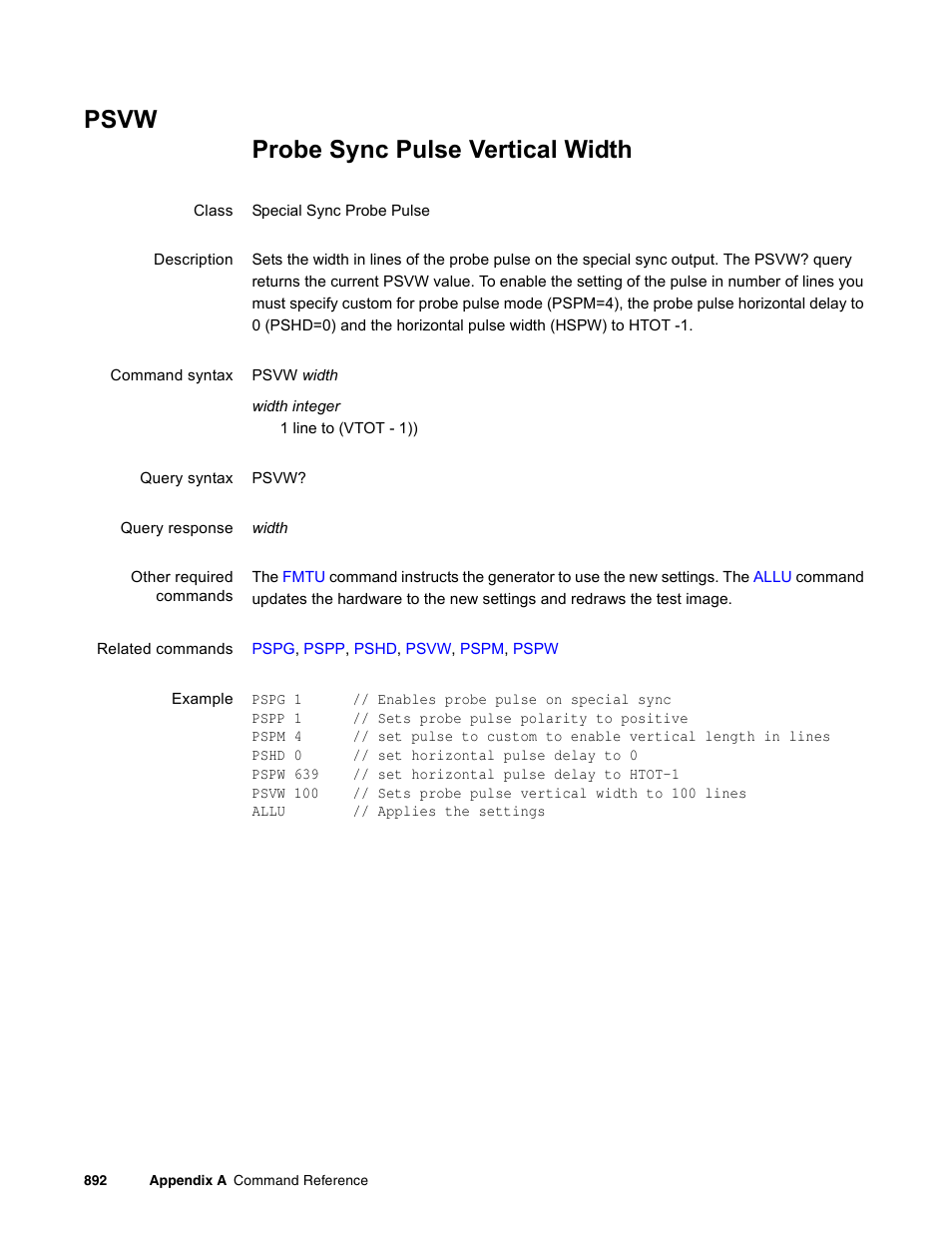 Psvw | Quantum Data 881 User Manual | Page 1008 / 1268