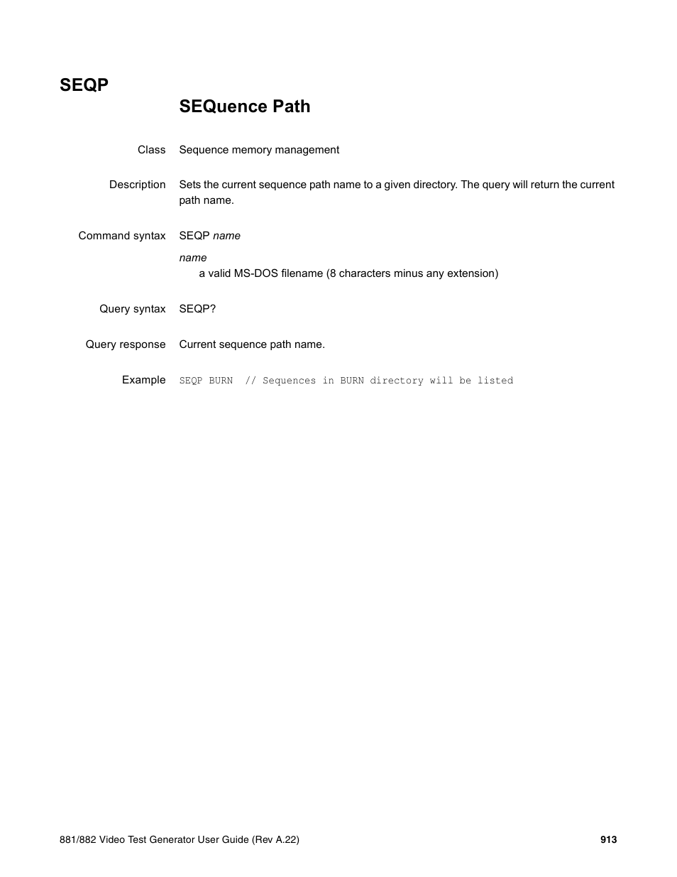 Seqp | Quantum Data 881 User Manual | Page 1029 / 1268