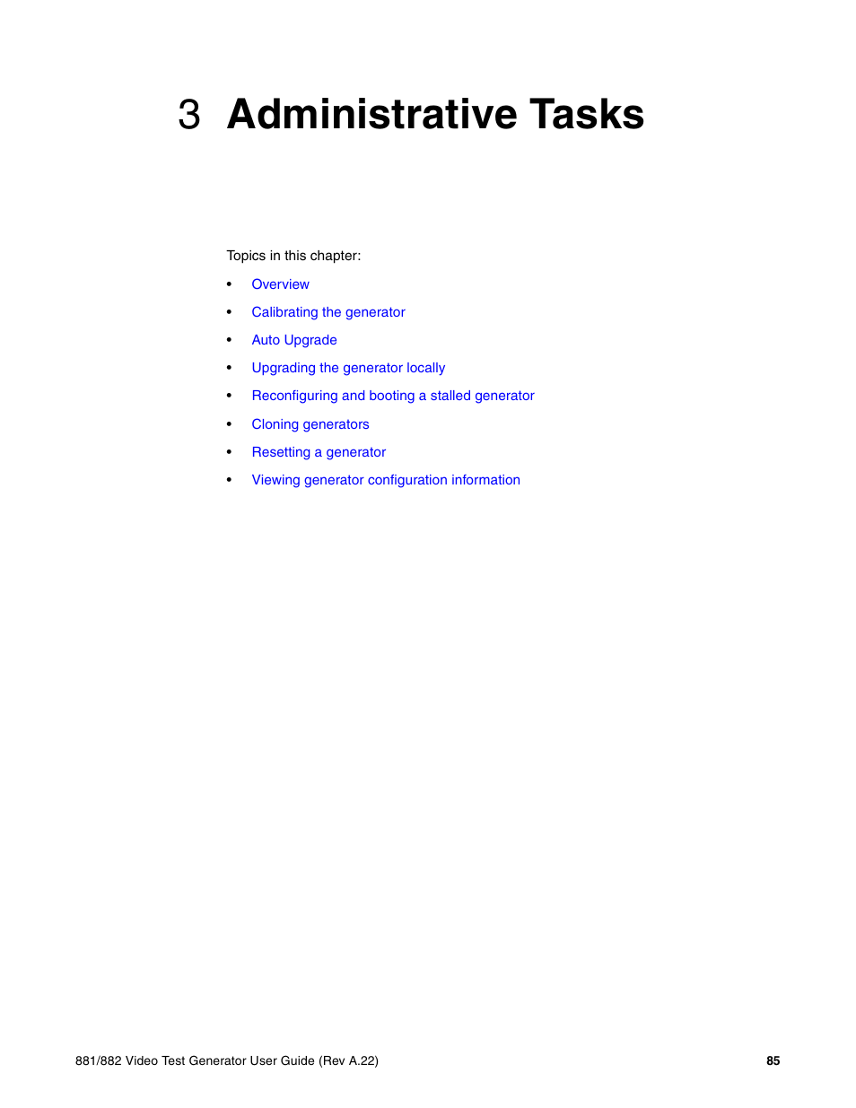3 administrative tasks, Chapter 3 administrative tasks, 3administrative tasks | Quantum Data 881 User Manual | Page 103 / 1268