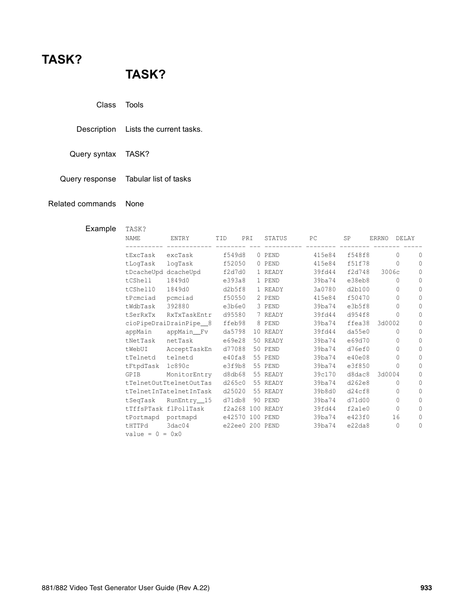 Task | Quantum Data 881 User Manual | Page 1049 / 1268