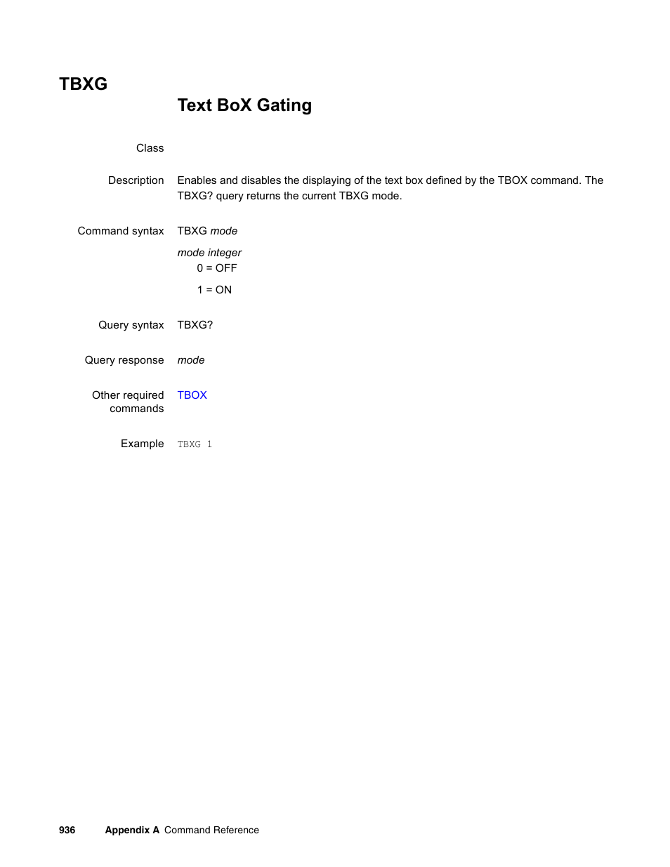 Tbxg | Quantum Data 881 User Manual | Page 1052 / 1268