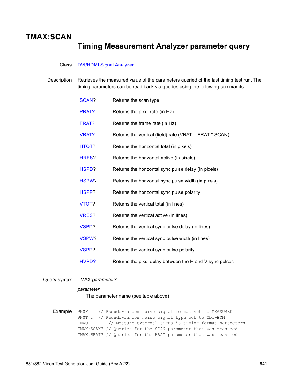 Tmax:scan, F5#%"a | Quantum Data 881 User Manual | Page 1057 / 1268