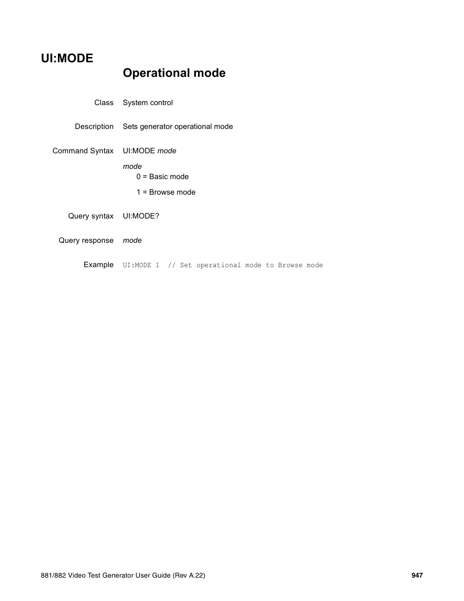 Ui:mode | Quantum Data 881 User Manual | Page 1063 / 1268