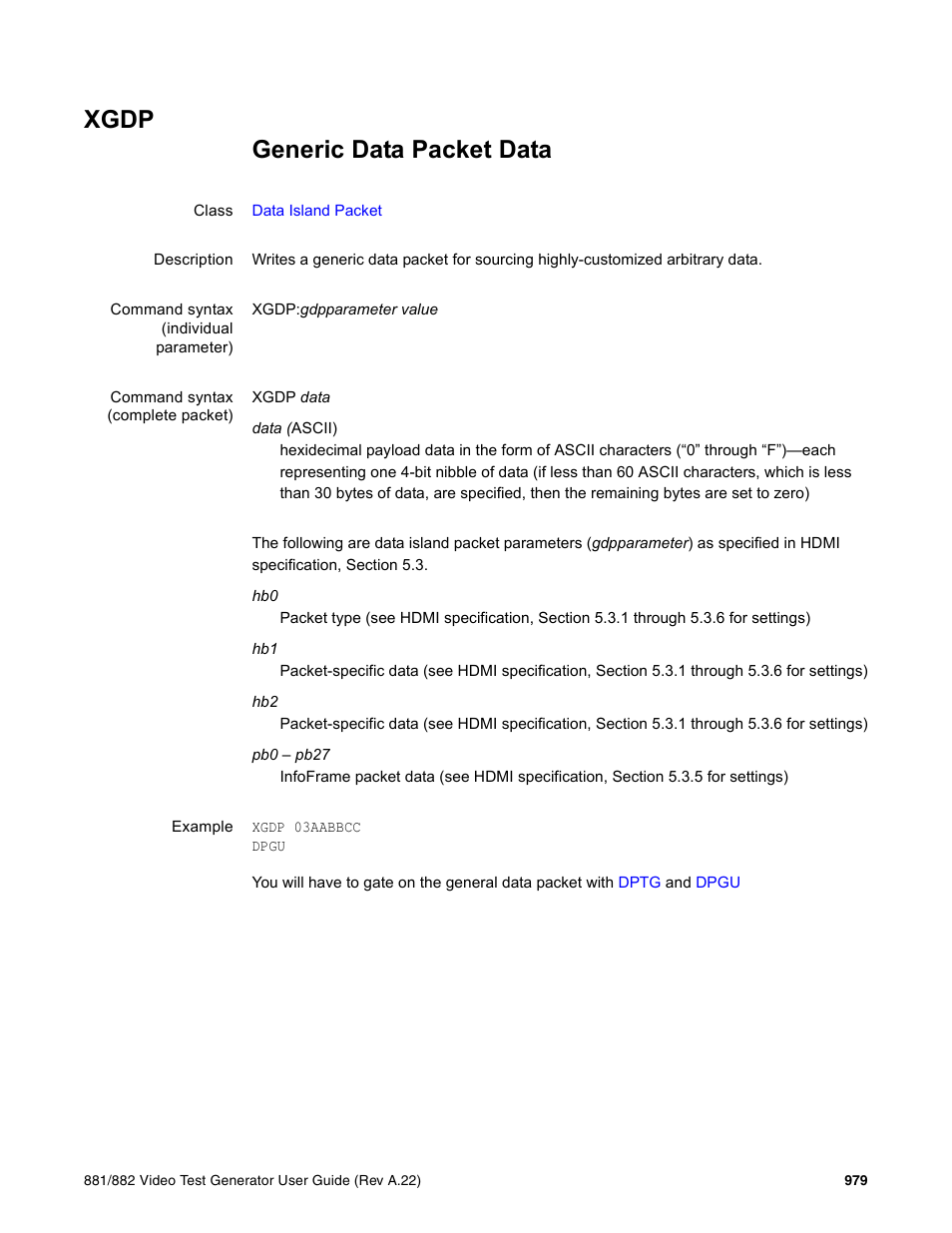 Xgdp | Quantum Data 881 User Manual | Page 1095 / 1268
