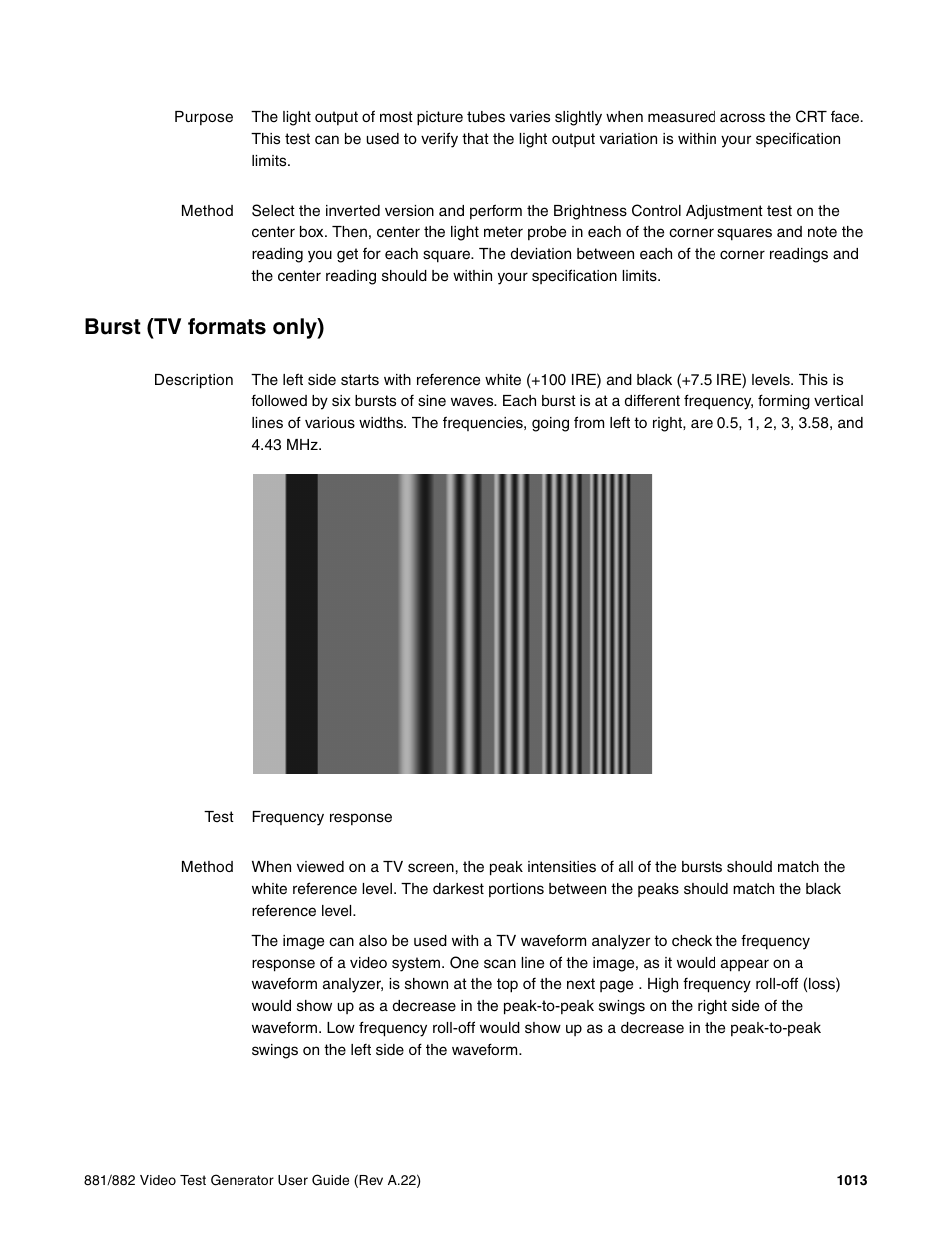 Burst (tv formats only) | Quantum Data 881 User Manual | Page 1129 / 1268