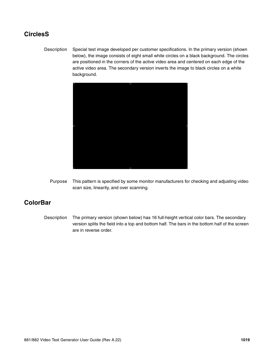 Circless, Colorbar | Quantum Data 881 User Manual | Page 1135 / 1268