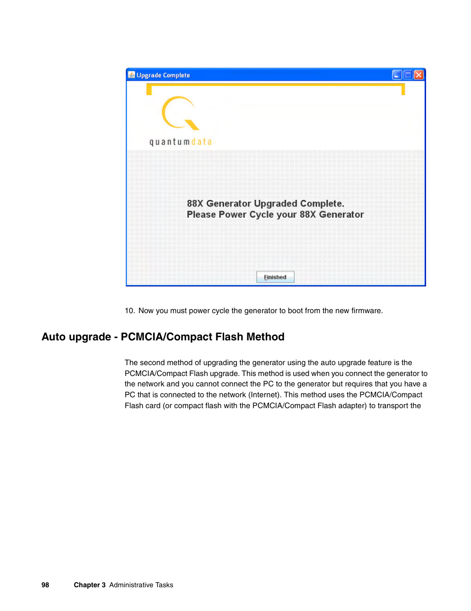 Auto upgrade - pcmcia/compact flash method | Quantum Data 881 User Manual | Page 116 / 1268
