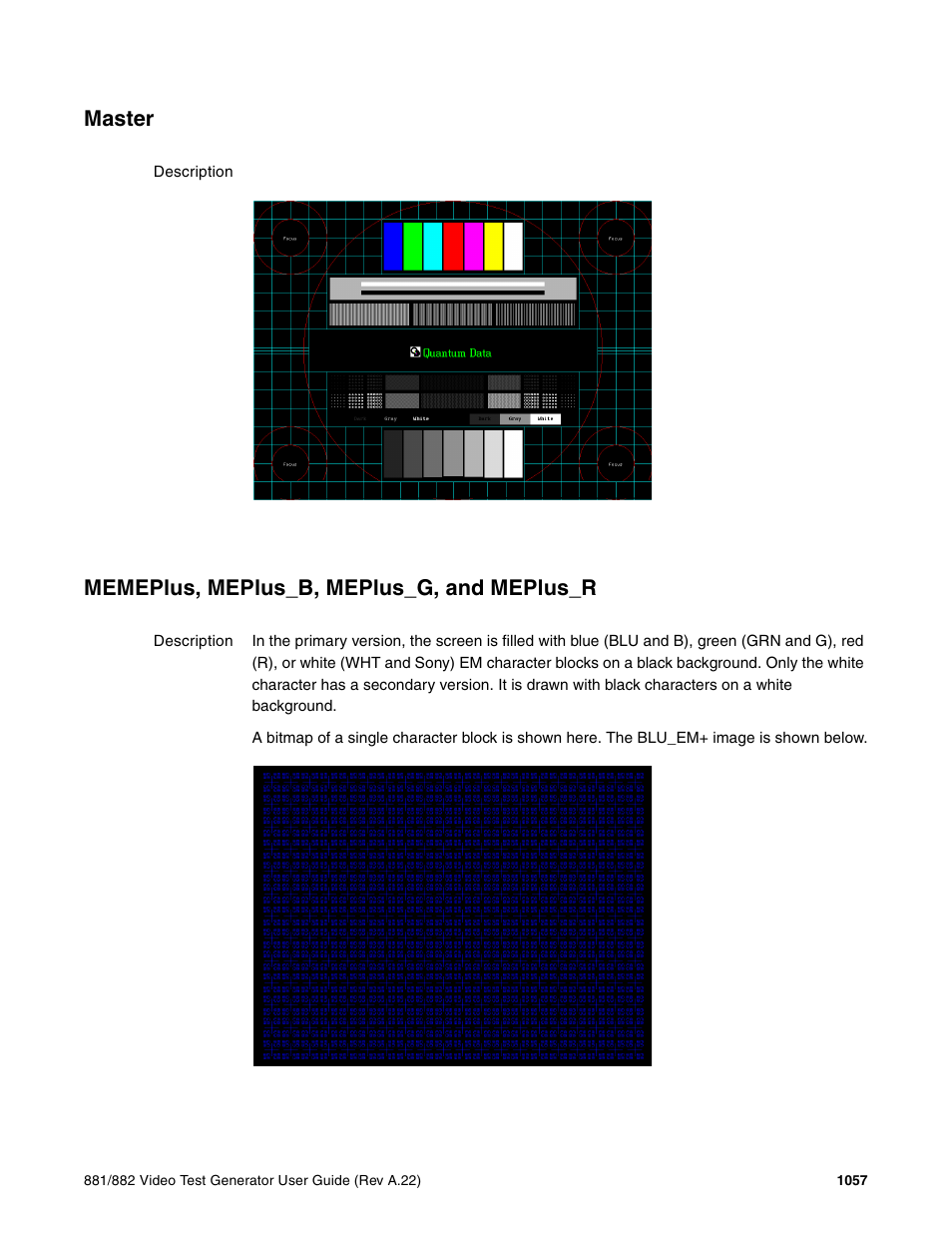Master, Memeplus, meplus_b, meplus_g, and meplus_r | Quantum Data 881 User Manual | Page 1173 / 1268