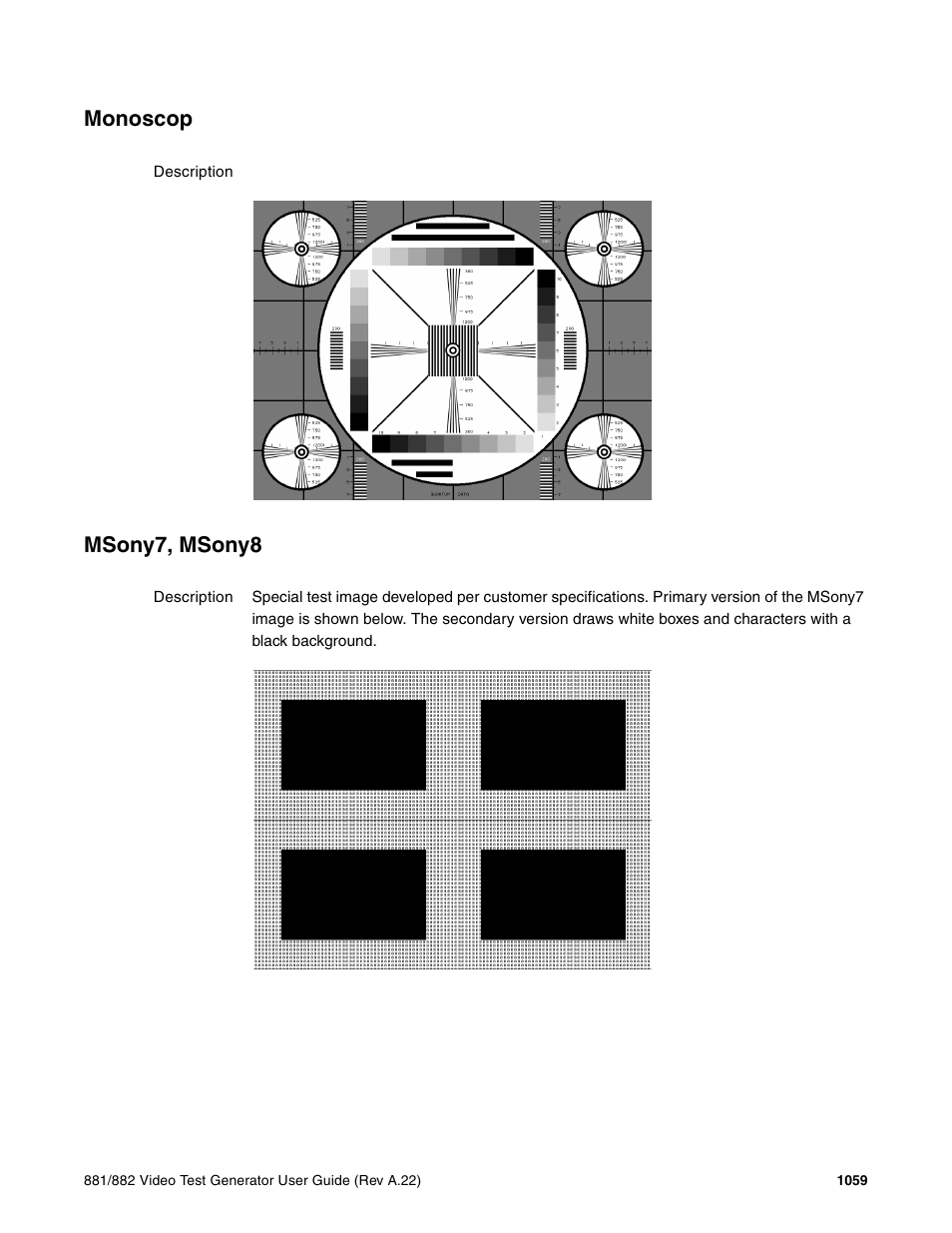 Monoscop, Msony7, msony8 | Quantum Data 881 User Manual | Page 1175 / 1268