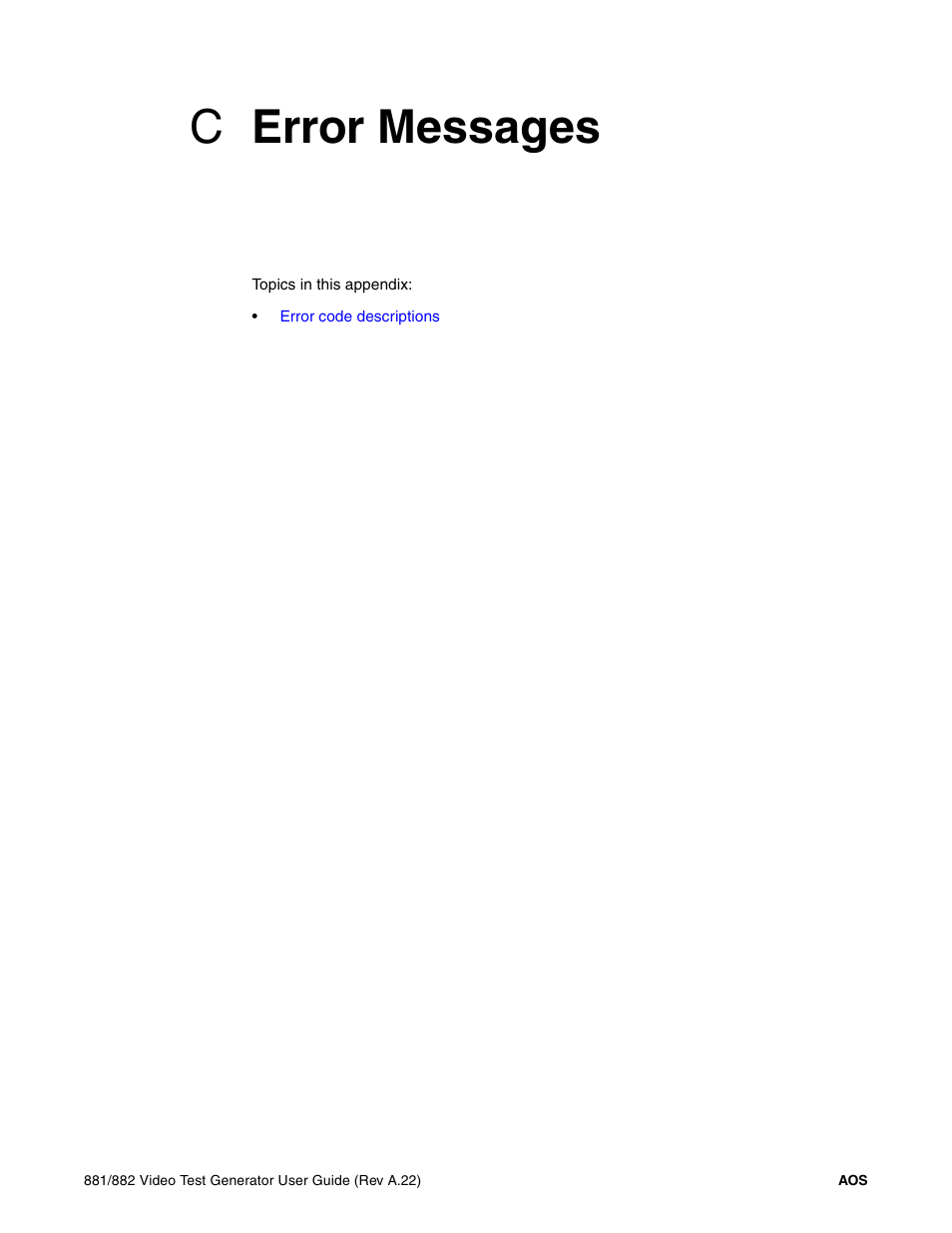 C error messages, Appendix c error messages, Cerror messages | Quantum Data 881 User Manual | Page 1219 / 1268