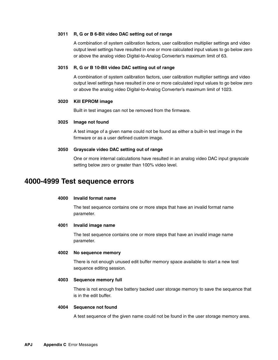 4000-4999 test sequence errors | Quantum Data 881 User Manual | Page 1236 / 1268