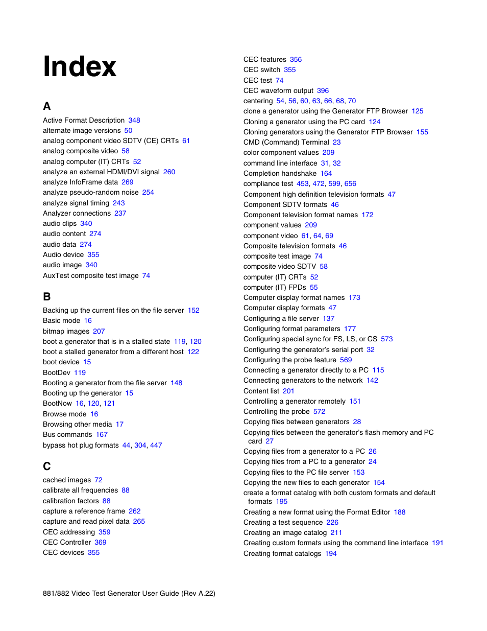 Index | Quantum Data 881 User Manual | Page 1265 / 1268