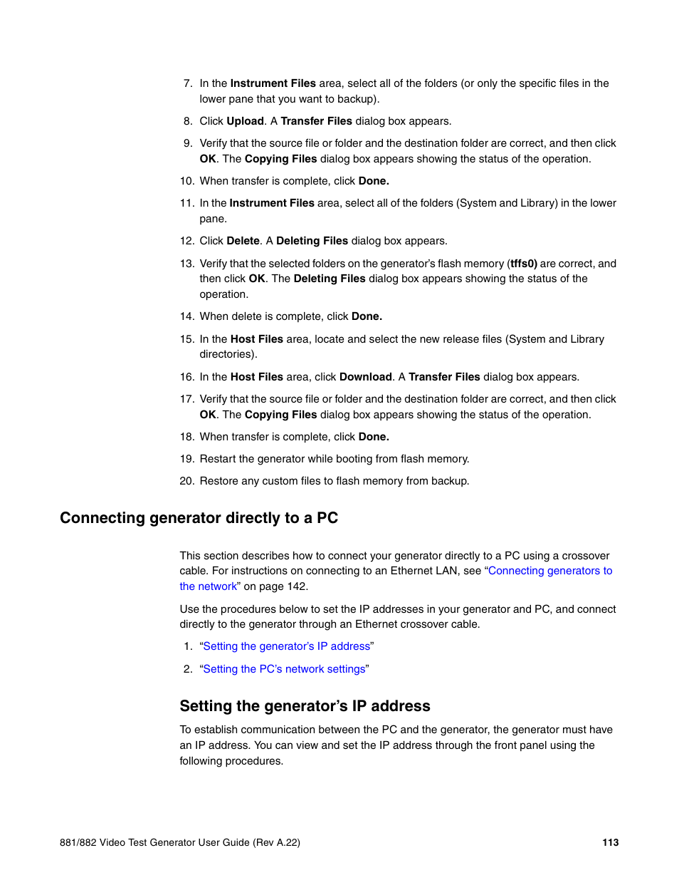 Connecting generator directly to a pc, Setting the generator’s ip address | Quantum Data 881 User Manual | Page 131 / 1268