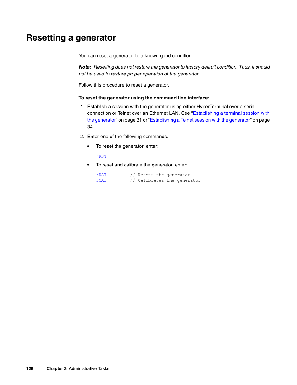 Resetting a generator | Quantum Data 881 User Manual | Page 146 / 1268