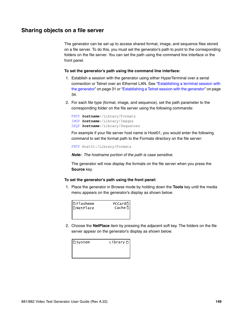 Sharing objects on a file server | Quantum Data 881 User Manual | Page 167 / 1268
