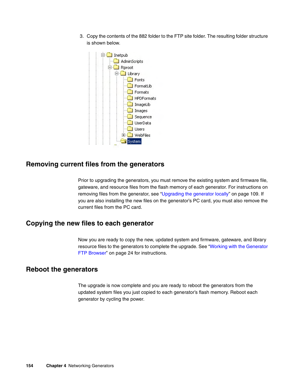 Removing current files from the generators, Copying the new files to each generator, Reboot the generators | Quantum Data 881 User Manual | Page 172 / 1268