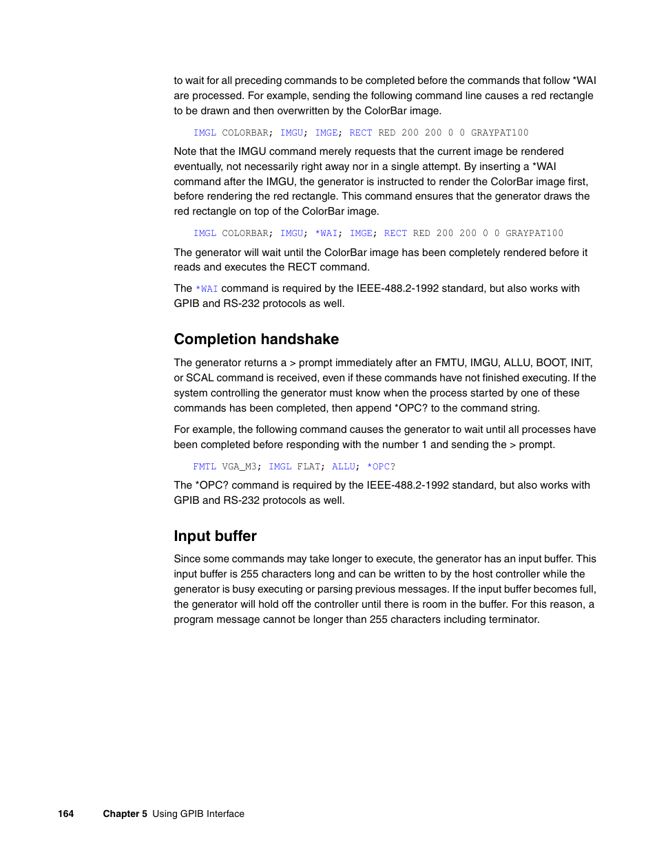 Completion handshake, Input buffer | Quantum Data 881 User Manual | Page 182 / 1268