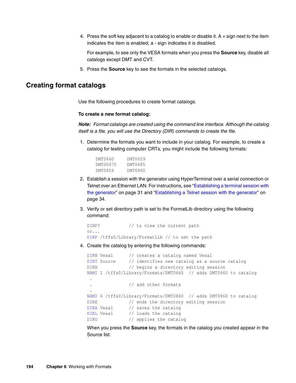 Creating format catalogs | Quantum Data 881 User Manual | Page 212 / 1268