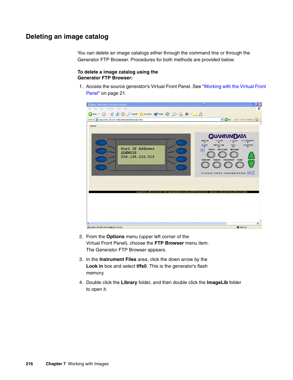 Deleting an image catalog | Quantum Data 881 User Manual | Page 234 / 1268