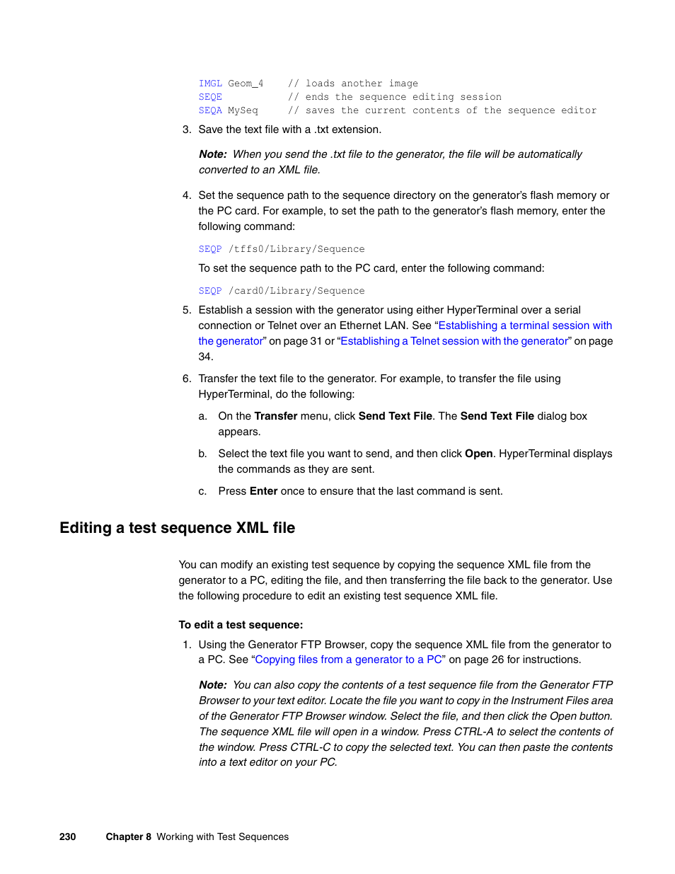 Editing a test sequence xml file | Quantum Data 881 User Manual | Page 248 / 1268