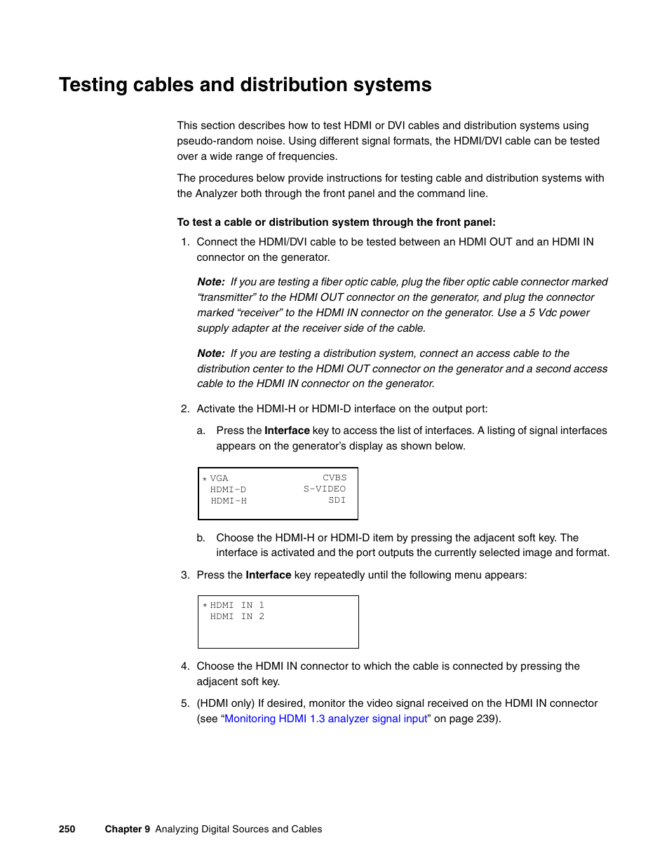 Testing cables and distribution systems | Quantum Data 881 User Manual | Page 268 / 1268