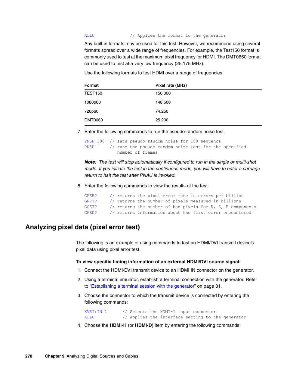 Analyzing pixel data (pixel error test) | Quantum Data 881 User Manual | Page 296 / 1268
