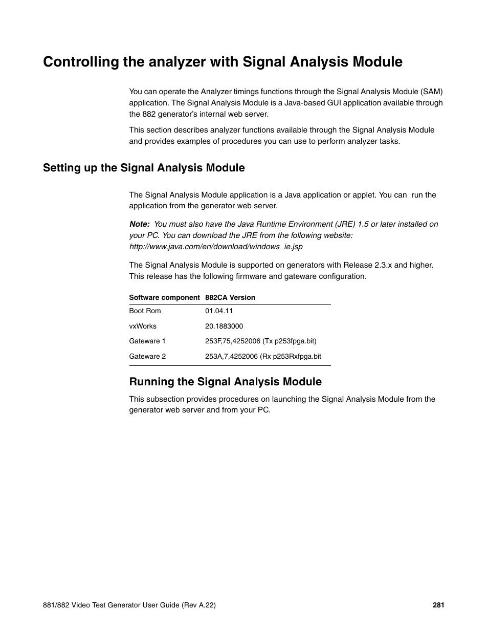 Setting up the signal analysis module, Running the signal analysis module, Controlling the analyzer with signal | Analysis module | Quantum Data 881 User Manual | Page 299 / 1268